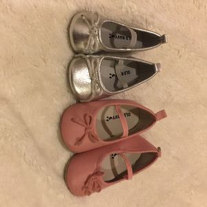 Baby ballet flats pink silver